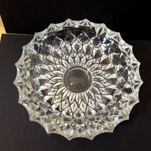Vintage Clear Crystal Cut Glass 7" Round Heavy Cigar Cigarette Ashtray - Picture 6 of 8